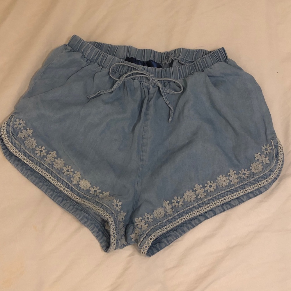 blue shorts